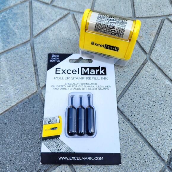 ExcelMark Rolling Identity Theft Guard Stamp & Refill Ink Pack Set - Picture 2 of 13
